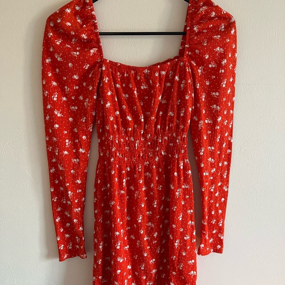 H&M Divider Red and White Floral Dress